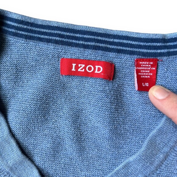 Lot of 3 Men's L Sweaters Stafford, Tommy Hilfiger, Izod Blue & Gray V-Neck Crew - Picture 12 of 16